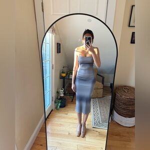 Zara Gray Strapless Midi Dress